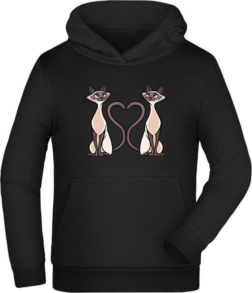Hooded Sweatshirt Hoodie Kids - 2 Cats with Heart Tail i115
